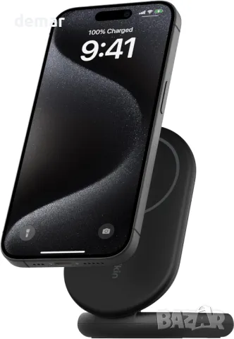 Зарядно устройство Belkin BoostCharge MagSafe, магнитна сгъваема стойка за безжично зареждане 15 W