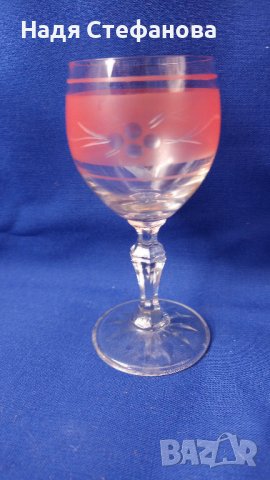 Разкошни ретро ракиени чаши, калиево стъкло, ръчна гравюра – 6 бр, снимка 4 - Чаши - 44496914