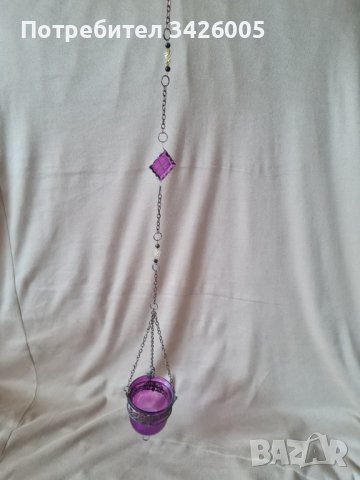 Продавам висящ стъклен свещник, снимка 2 - Антикварни и старинни предмети - 42473503