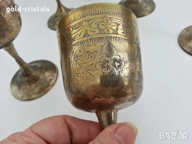 Посребрени чаши за вино месинг бронз, снимка 6 - Антикварни и старинни предмети - 29850622