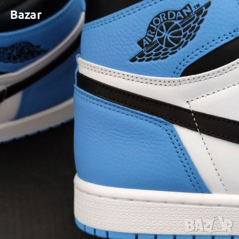 Nike Air Jordan 1 High UNC Blue Toe Нови Оригинални Мъжки Обувки Кецове Маратонки Размер 43 Номер, снимка 9 - Кецове - 40513476