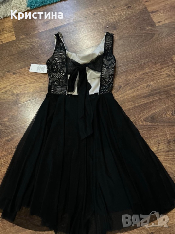 Черна рокля с бежово , снимка 4 - Рокли - 44586338