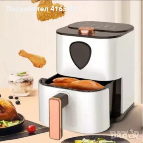 Иновативен Еър фрайър 6 литра за готвене без мазнина, снимка 2 - Фритюрници - 48709086