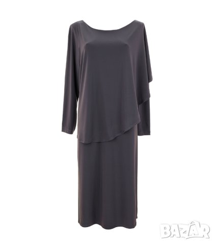 Дълга двупластова рокля в сиво Maristel - 2XL