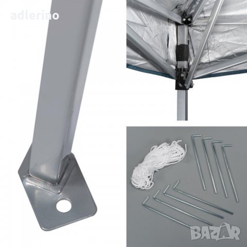 Сгъваем павилион, 3x3 m, син, изключително здрав полиестерен брезентов покрив 210 g / m², градинска , снимка 2 - Градински мебели, декорация  - 34151216