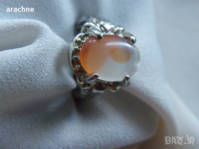 Сребърен пръстен със слънчев камък, снимка 5 - Пръстени - 42755731