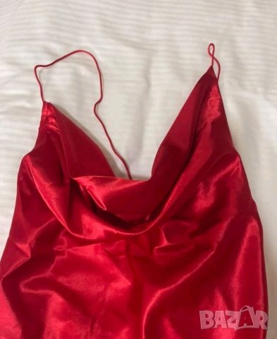 Уникална червена сатенена рокля, снимка 8 - Рокли - 38550745
