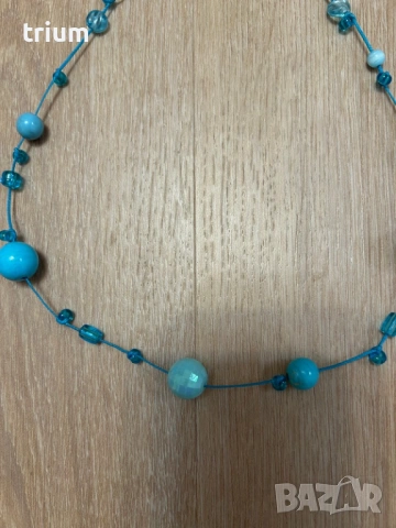 Комплект гердан и обеци, Paola Apologna, светлосин цвят, снимка 4 - Бижутерийни комплекти - 53963407