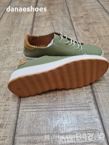 Дамски спортни обувки от естествена кожа в зелено , снимка 4 - Дамски ежедневни обувки - 53890498