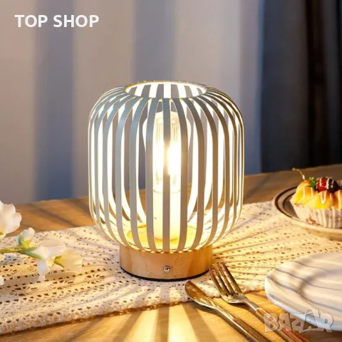 JHY DESIGN USB акумулаторна нощна лампа безжична метална клетка LED фенер, за декорация на парти, снимка 5 - Настолни лампи - 49340600