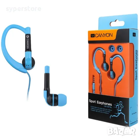 Слушалки с микрофон Canyon CNS-SEP1BL, спортни, сини, тапи за уши, In-earphone 
