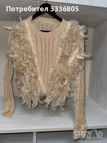 Блузи с пера и перли, снимка 2 - Блузи с дълъг ръкав и пуловери - 44737853