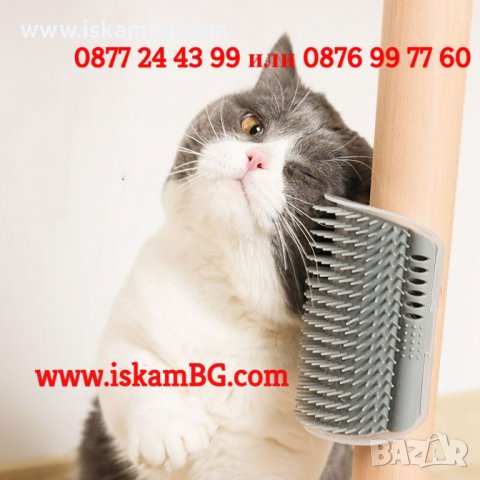 Ъглова четка за котки за стени, мебели и др. | Масажираща четка за котка - КОД 3831