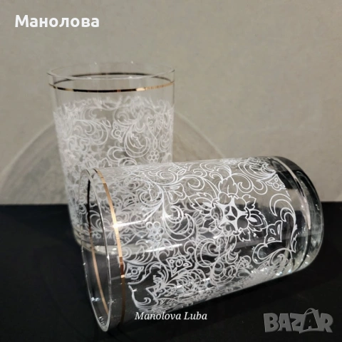 Ретро стъклени чаши дантела., снимка 3 - Сервизи - 53346224