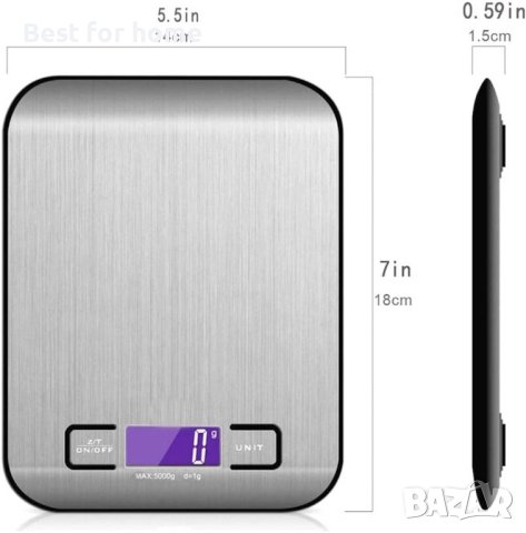 Цифрова кухненска везна,неръждаема стомана, LCD дисплей, 5кг, снимка 2 - Други стоки за дома - 42919093