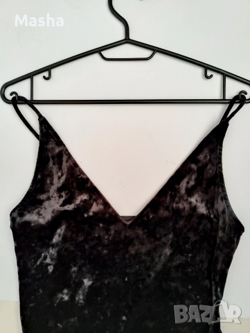 черно кадифено вечерно боди S, снимка 2 - Корсети, бюстиета, топове - 52698996