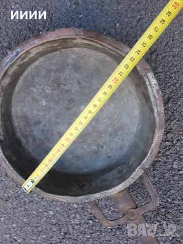 Бакърен тиган, снимка 4 - Антикварни и старинни предмети - 52215009