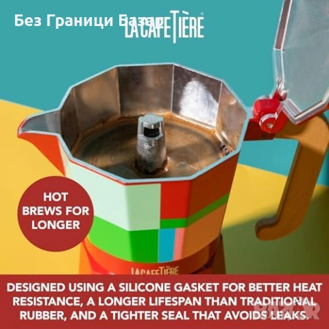 Нова Кафеварка за еспресо 6 чаши 290 мл moka pot алуминий за котлон с дървена дръжка, снимка 6 - Аксесоари за кухня - 54109345