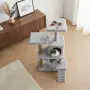 Многоетажна драскалка за котка с къщичка, хамак и платформи, 125 см, светлосива, снимка 3