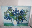 Ириси 40х50 см, Сини цветя, картина, снимка 4