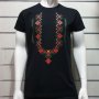 Нова мъжка черна тениска с трансферен печат Шевица, Етно мотив, България