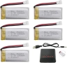5 бр. 3.7V 500mAh батерии и 5 в 1 зарядно  за дронове, снимка 1