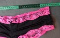 M/L луксозни черни бразилиани с розова дантела , снимка 13