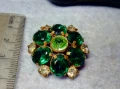 СТАРА ПОЗЛАТЕНА МЕДНА СКЪПОЦЕННА БРОШКА с ИСКРЯЩИ КАМЪНИ ОЛИВИН и ЦИРКОН 50200, снимка 9