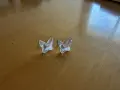 Сребърни 3D обеци с камъни сваровски, снимка 1