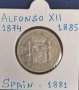 Монета Испания - 2 Песети 1881 г. Крал Алфонсо XII - Сребро