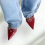 Red buckle slingback kitten heels, снимка 1