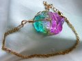 Позлатено сребърно колие с голям бразилски "динен" турмалин, снимка 2