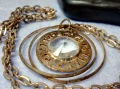 ВЕЛИКОЛЕПНО ПОЗЛАТЕНО ВИНТИДЖ АРТ КОЛИЕ с МЕДАЛЬОН с ФАСЕТИРАН БОХЕМСКИ КРИСТАЛ 40779, снимка 7