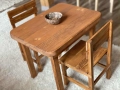 Дървена детска масичка с две столчета, снимка 1