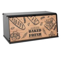 Стилна кутия за хляб с вградена дъска за рязане, снимка 1 - Кутии за съхранение - 31448319