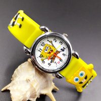 спондж боб Спонджбоб Sponge Bob силиконова верижка детски часовник, снимка 1 - Детски - 35499367