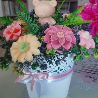 Букет от цветя от глицеринов сапун..., снимка 10 - Декорация за дома - 40805975