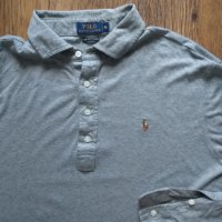 polo ralph lauren grey men's polo long sleeve - страхотна мъжка блуза КАТО НОВА ХЛ, снимка 2 - Блузи - 42515126