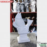 Статуя Риба от бетон - бял цвят, снимка 2 - Градински мебели, декорация  - 37094306