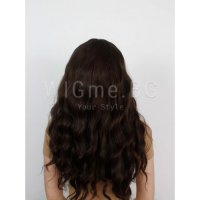 Дълга на вълни тъмно кестенява перука с бретон Мег, снимка 9 - Аксесоари за коса - 27804083