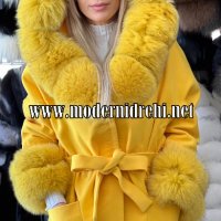 Дамско луксозно палто с лисица код 820, снимка 1 - Палта, манта - 39378832