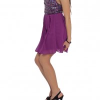 Нова Елегантна Дамска рокля в лилаво бюстие с пайети и тюл, снимка 3 - Рокли - 31718178