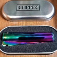 Бензинова запалка Clipper, Метална, Цвят хамелеон и златист, снимка 2 - Други - 44311003