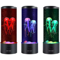 LED нощна лампа аквариум с две медузи, 16 цвята и дистанционно, снимка 5 - Настолни лампи - 44782369