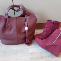 Дамска чанта + боти цвят бордо, снимка 8 - Чанти - 29417455