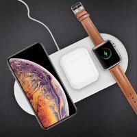 Безжично Зарядно Qi 3 В 1 за Apple iPhone , iWatch , Airpod, снимка 1 - Безжични зарядни - 38568435