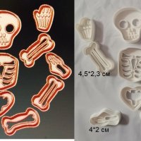 Скелет кости части човече Хелоуин Halloween пластмасови резци форми за сладки тесто, снимка 1 - Форми - 30491023
