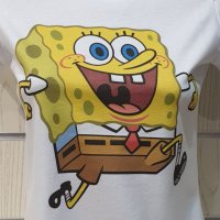 Нова дамска бяла тениска с дигитален печат Спондж боб, SpongeBob, снимка 2 - Тениски - 35577712