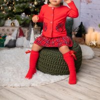 Коледен комплект в червено за момиче 86 размер от сако и пола Коледна визия, снимка 3 - Комплекти за бебе - 35221416