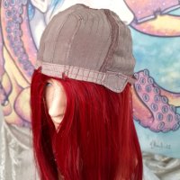 Красива Дълга Перука в Изящен Наситено Червен Цвят Микс с Естествено Изграден Скалп КОД 8875, снимка 8 - Аксесоари за коса - 40830785